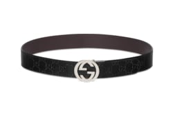 Reversible belt with Interlocking G buckle in Brown Black