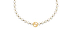Gucci Interlocking pearl necklace in light gold-toned brass