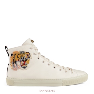 gucci leather high top with tiger