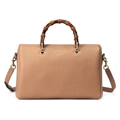 Bamboo Shopper medium tote bag in rose beige leather GUCCI Australia