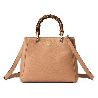 Bamboo Shopper mini top handle bag in rose beige leather GUCCI Australia