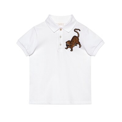 Polo pour enfant en coton avec tigre en coton blanc GUCCI FR