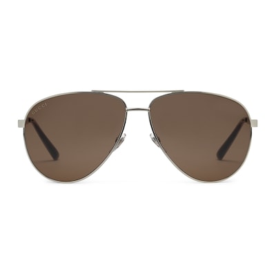 Aviator metal sunglasses with Web in dark ruthenium metal GUCCI PT