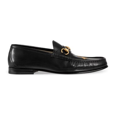 leather loafer with bee