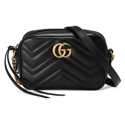 Mini sac GG Marmont en cuir noir GUCCI FR