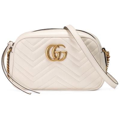 Kleine GG Marmont Schultertasche in Weißes Leder | GUCCI® DE