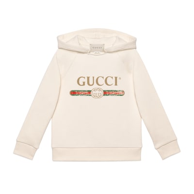 チルドレンズ〕オンライン限定 GUCCI ロゴ スウェットシャツホワイト 