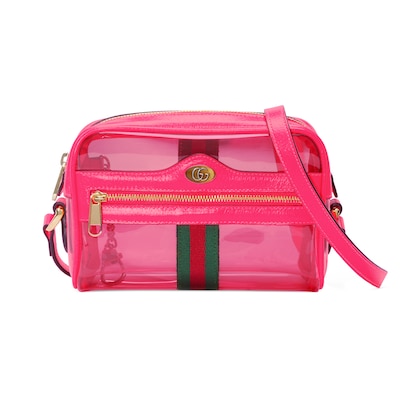 Ophidia mini transparent bag in fuchsia transparent vinyl GUCCI