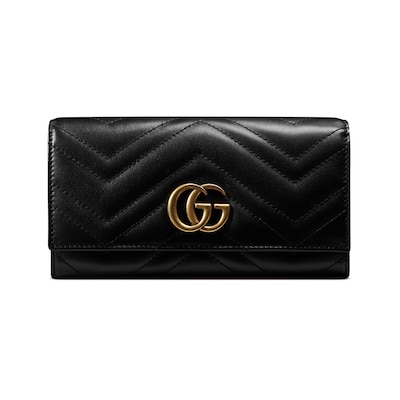 GGマーモント〕 コンチネンタルウォレットブラック レザー | GUCCI® JP