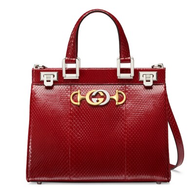 Cerise Snakeskin Gucci Zumi Small Top Handle Bag | GUCCI® 香港