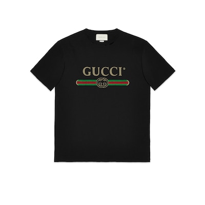 GUCCI ロゴ オーバーサイズ コットン Tシャツブラック コットン 