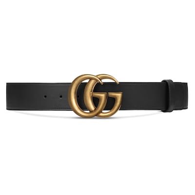 Gucci wide leather belt with pearl double g hotsell