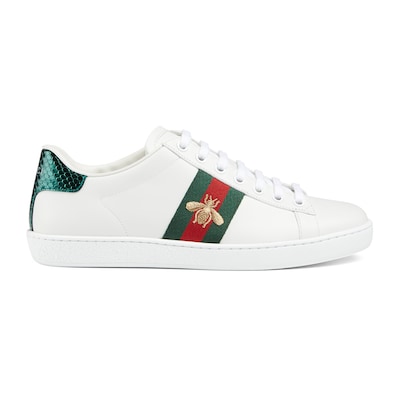 GUCCI Women s Ace Sneaker With Bee White Leather