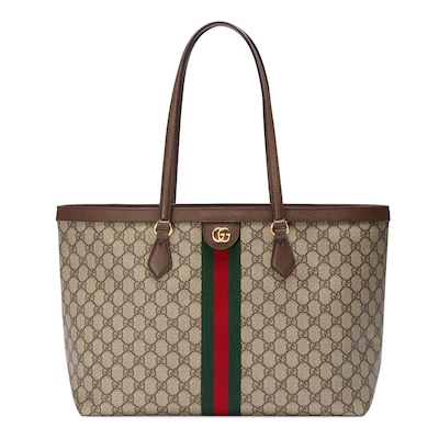 Ophidia GG Medium Tote In Beige & Ebony | GUCCI® US