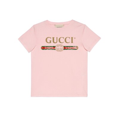 Pink and white gucci sales shirt