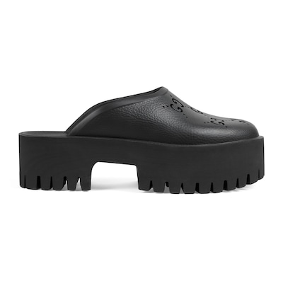 Sandalias con letra G perforada y plataforma para mujer ingoma negra GUCCI MX