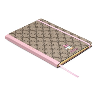 Disney x Gucci large Daisy Duck notebook in beige and ebony GG