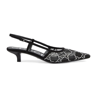 新品 GUCCI グッチ クリスタル スリングバックパンプス 75mm 37 GG クリスタル ウィメンズ スリングバック パンプスクリスタル