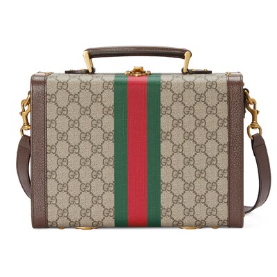 ウェブ ストライプ付き Gucci Savoy ビューティーケースベージュ  
