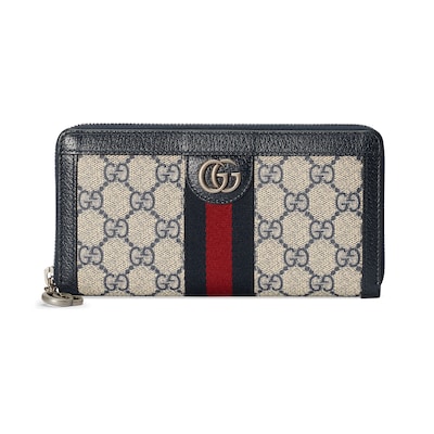 お歳暮 人気 オシャレ Ophidia zip around wallet in beige and blue Supreme | GUCCI® US 小物