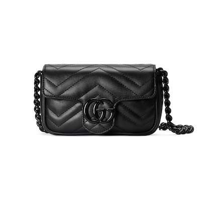 GGマーモント〕ベルトバッグブラック レザー | GUCCI® JP