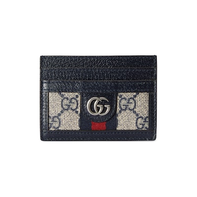 Ophidia card case in beige and blue Supreme GUCCI US