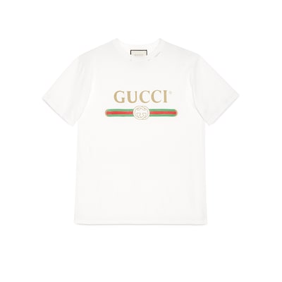 GUCCIロゴ オーバーサイズ コットン Tシャツホワイト コットン ...