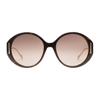 Round frame sunglasses in tortoiseshell acetate GUCCI UK