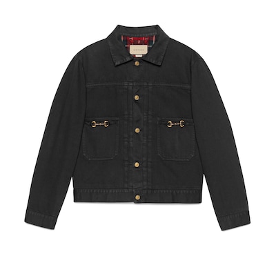Gucci black jean jacket shop