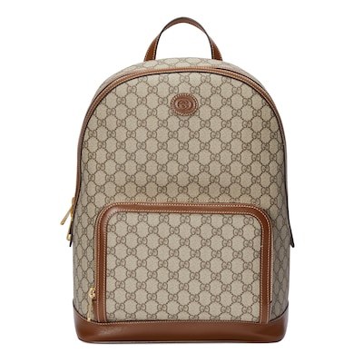 Backpack with Interlocking G in beige and ebony Supreme GUCCI