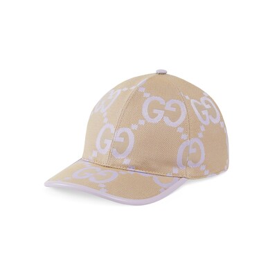 Jumbo GG baseball hat in beige and lilac canvas | GUCCI® US