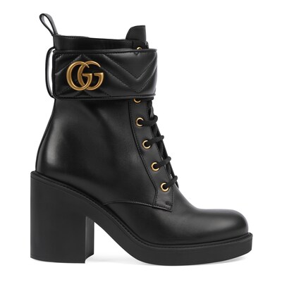 leather ankle boot with belt gucci