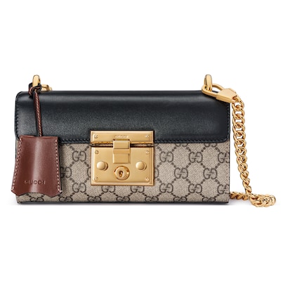 GUCCI Padlock Mini Shoulder Bag Brown GG Canvas