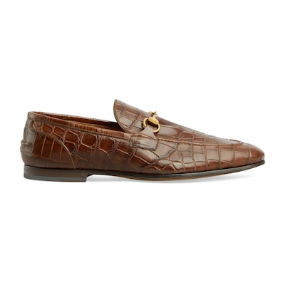 Men's Gucci Jordaan crocodile loafer in brown | GUCCI® US