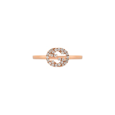 Bague Interlocking G avec diamants en Or rose 18 carats GUCCI