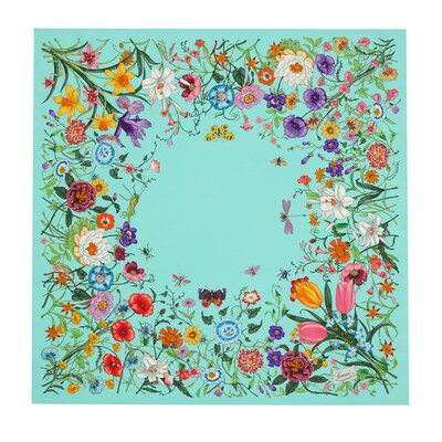 正規店買付【GUCCI】グリーン プリントシルク ツイルスカーフ プリント シルクツイル スカーフグリーン＆マルチカラー | GUCCI公式