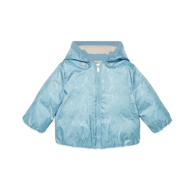 Baby multistar nylon jacket in light blue | GUCCI® US