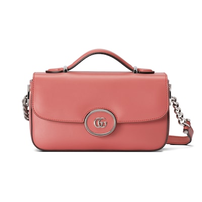 Petite GG mini shoulder bag in pink leather | GUCCI® SG