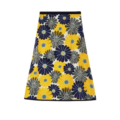 Gucci flower print silk skirt in yellow and blue | GUCCI® SG Gucci flower print silk skirt in yellow and blue | GUCCI® SG