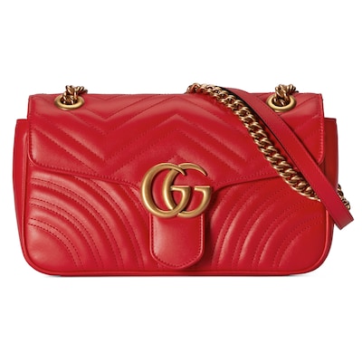 GG Marmont small shoulder bag in red leather | GUCCI® US