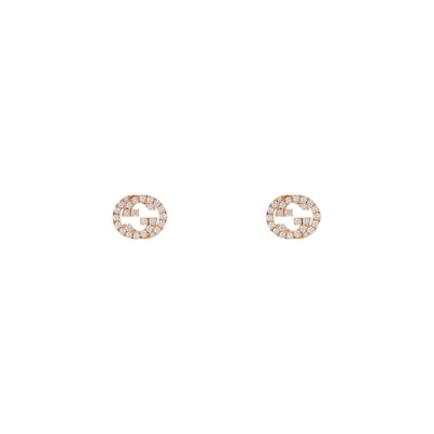 新作【GUCCI】〔インターロッキング〕ダイヤモンド ピアス 全2色 グッチ インターロッキング〕ダイヤモンド付き ピアス18K ピンク