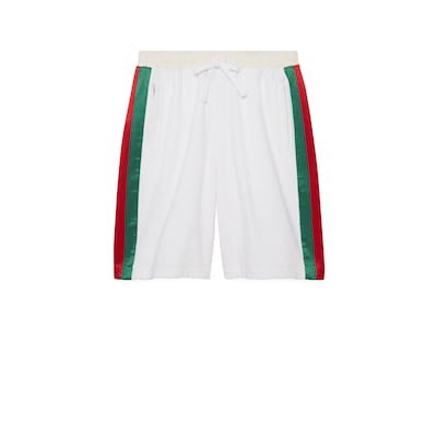 GG cotton terry cloth shorts with Web detail in white GUCCI US