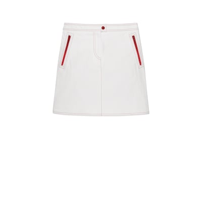 Cotton canvas skirt with embroidery in ivory | GUCCI® SG