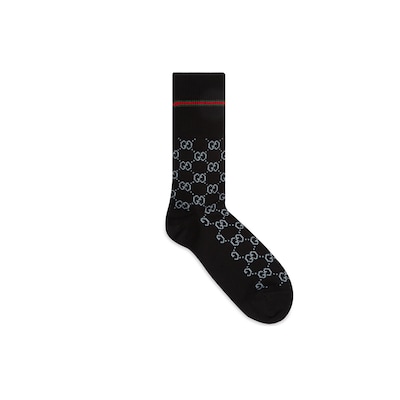 Chaussettes en coton m lang GG en noir et gris GUCCI FR