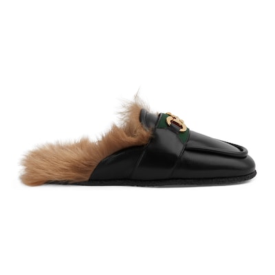 Slipper con Horsebit para hombre en piel negra GUCCI ES
