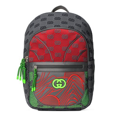 GG nylon backpack in grey and multicolour nylon GUCCI AE