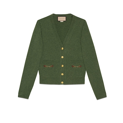ホースビット付き カシミア カーディガングリーン | GUCCI公式 