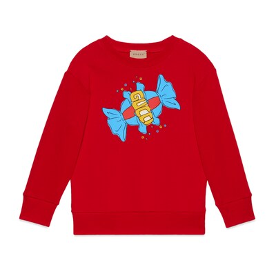 Felpa bambino in cotone in rosso GUCCI Italia