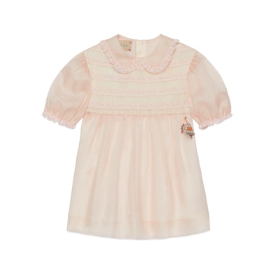 Baby shiny silk organza dress in light pink GUCCI AE