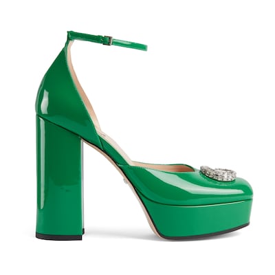 Green top gucci pumps